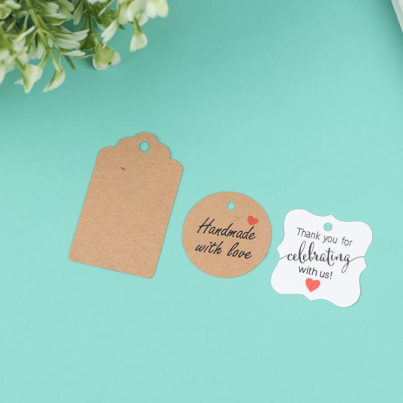 100Pcs/Lot Blank With String 20M Kraft Paper String Price Tags Gift Cards