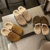 Осенние и зимние Birkenstocks на толстой подошве, женская ретро сумка-сумка, полусапожки и один педаль, ленивые туфли, плюшевые теплые пушистые ботинки, мягкая подошва