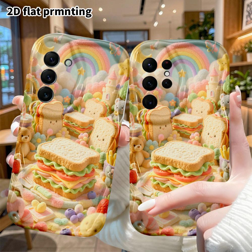 Phone Case: 2D flat, suitable for Samsung Galaxy A34 A35 M05 M06 S20 S22 S21 FE Plus 5G protective case, sandwich picnic, perfect Christmas and Hallow
