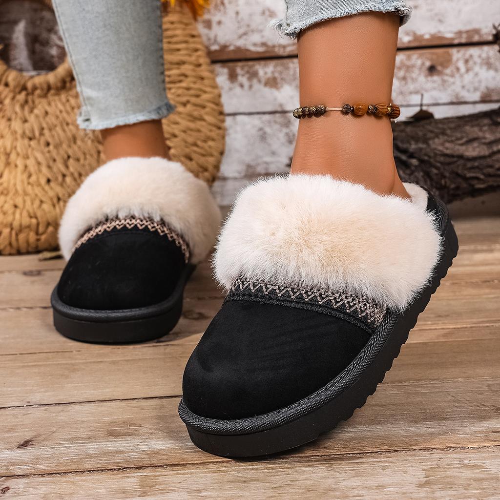 Fashion Women Slippers 2025 New Comfort Fur Platform Slippers Winter Warm Cotton Shoes Woman Fashion Fluffy House Slippers Slides Women