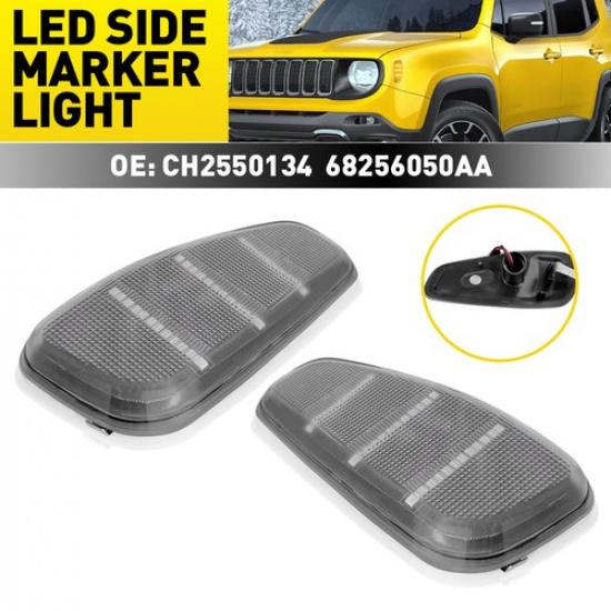 2x Amber LED Side Marker Lights Fender Lamps Clear For 2015- Jeep Renegade A