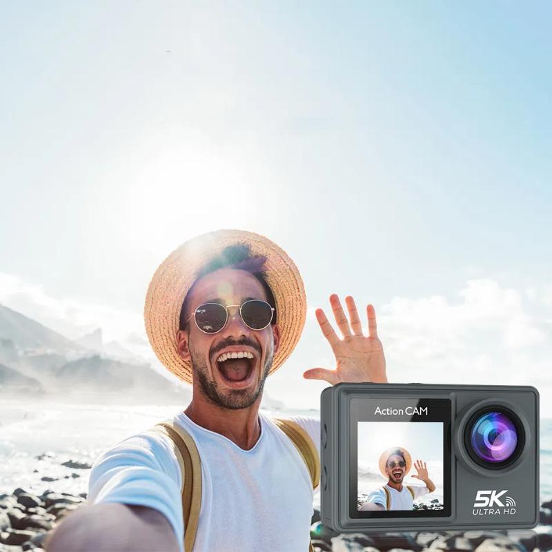 Высокое разрешение 5K Кнопка Двойной Экран Спорт DV WIFI Пульт Дистанционного Управления Уличная Водонепроницаемая Камера Дайвинг Камера