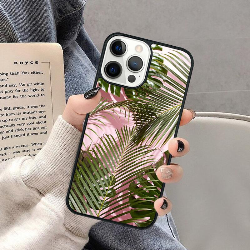 Чехол для телефона с тропической пальмой и банановым листом для iPhone 17 Air 16 16e 15 Plus для Apple 13 11 12 14 Pro Max Cover coque