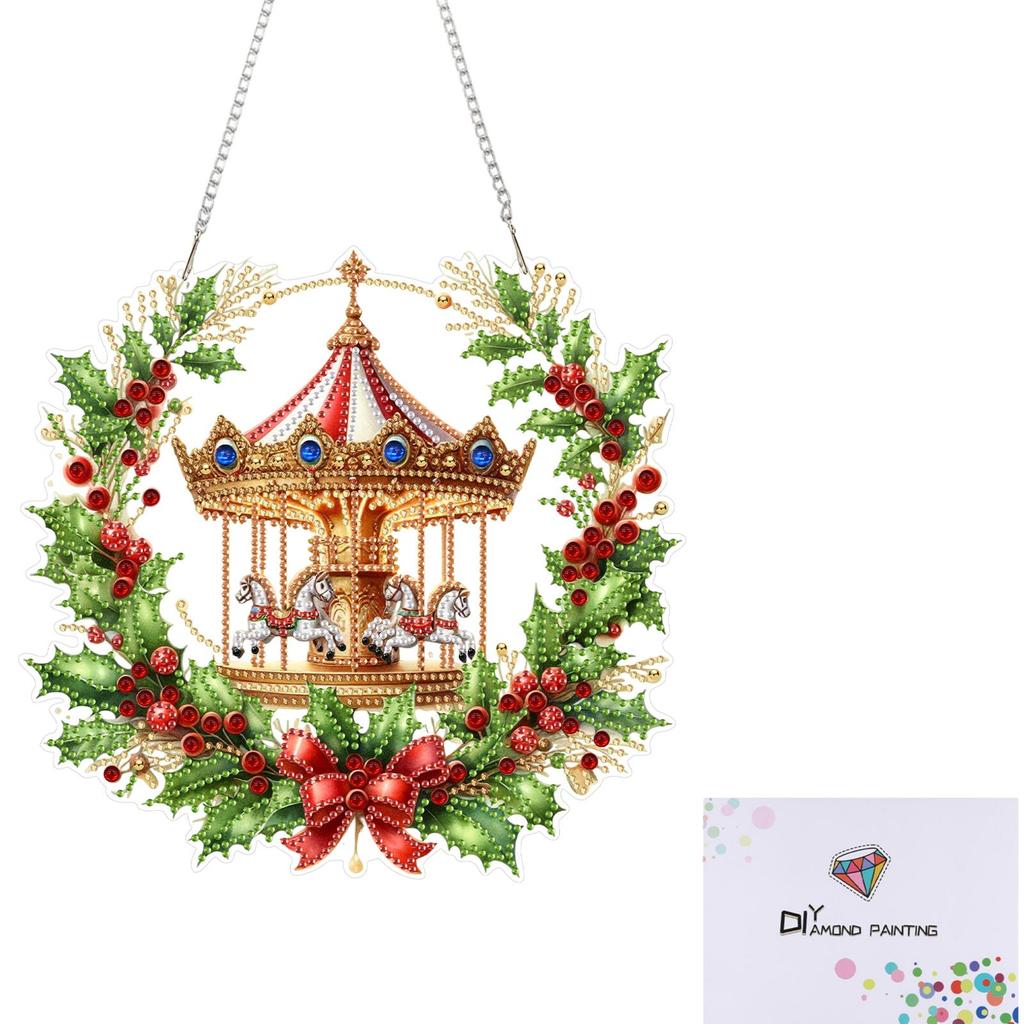 Рождественские DIY 2D Плоские Акриловые Специальной Формы Подвесные Наборы Алмазной Живописи Алмазный Арт Подвеска для Окна Дома Сада Стены Двери Декор