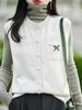 Женский шикарный серый вязаный безрукавный жилет - Круглый вырез, Свободный крой, Осенний многослойный топ