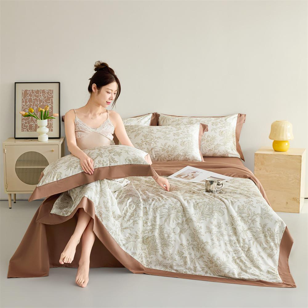 Mei Yun Ge washed silk digital printed corner style summer quilt