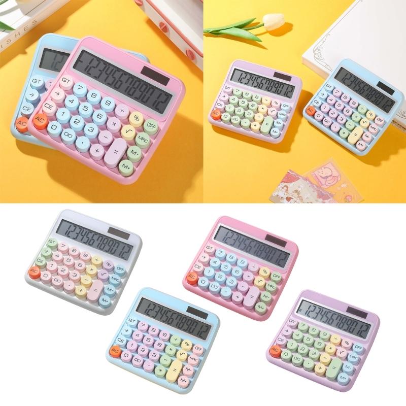 Cute 12 Digit Large LCD Display Calculator Mechanical Switches Calculator with Large LCD Display for Office Work Student