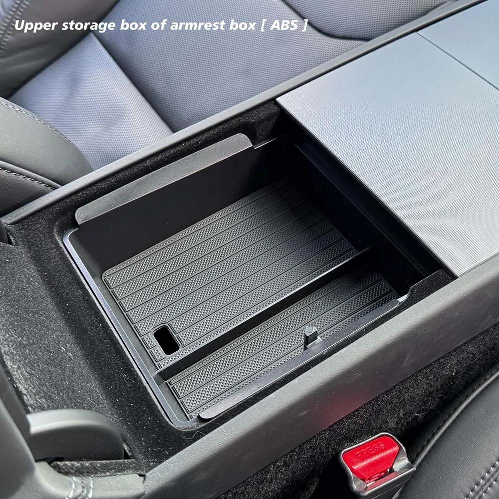 For Tesla New Model Y 2025 Launch Juniper ABS with Silicone Non-slip Mat Console & Armrest Storage Box Upper and Lower Watercup