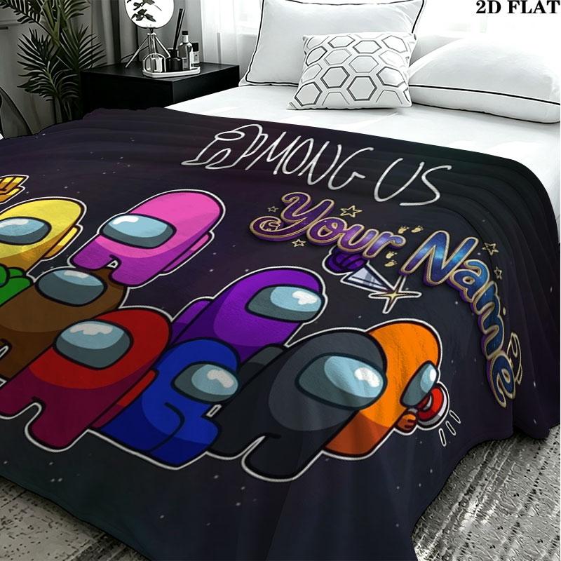 1PC Among Us Custom Name Patterned Flannel Blanket Suitable For All Seasons for Home Decor Warmth and Comfort Gifts Holiday Present