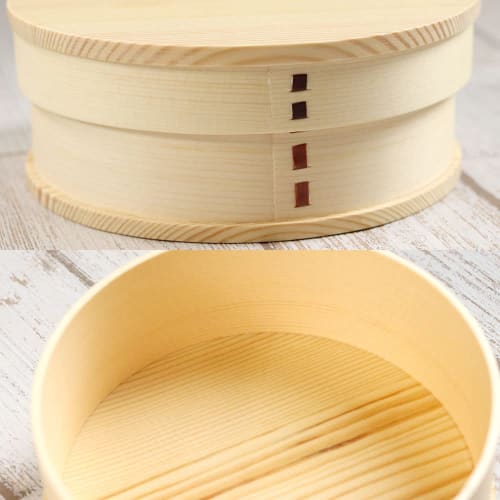 Magewappa Round Lunch Box, Natural Color, 650cc, with Dividers and Band