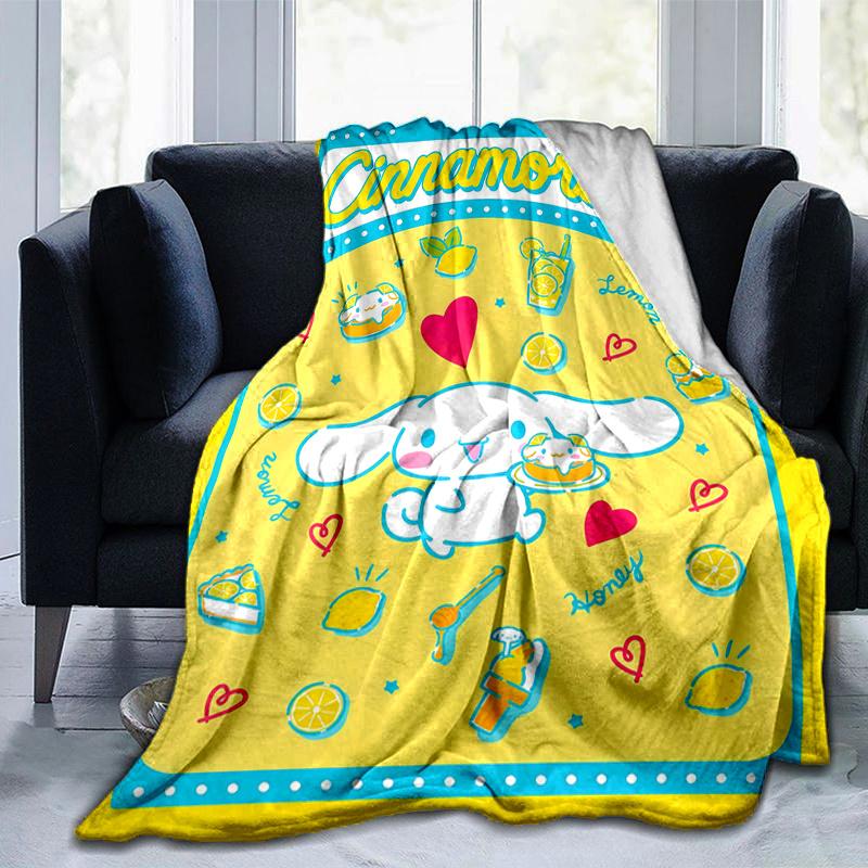 1pc Cinnamoroll's Sweet Lemon Honey Adventure Cartoon Blanket, Seasonal Home Decor Gift, Living Room, Travel, Camping, Car Blankets, Beach, Office Nap