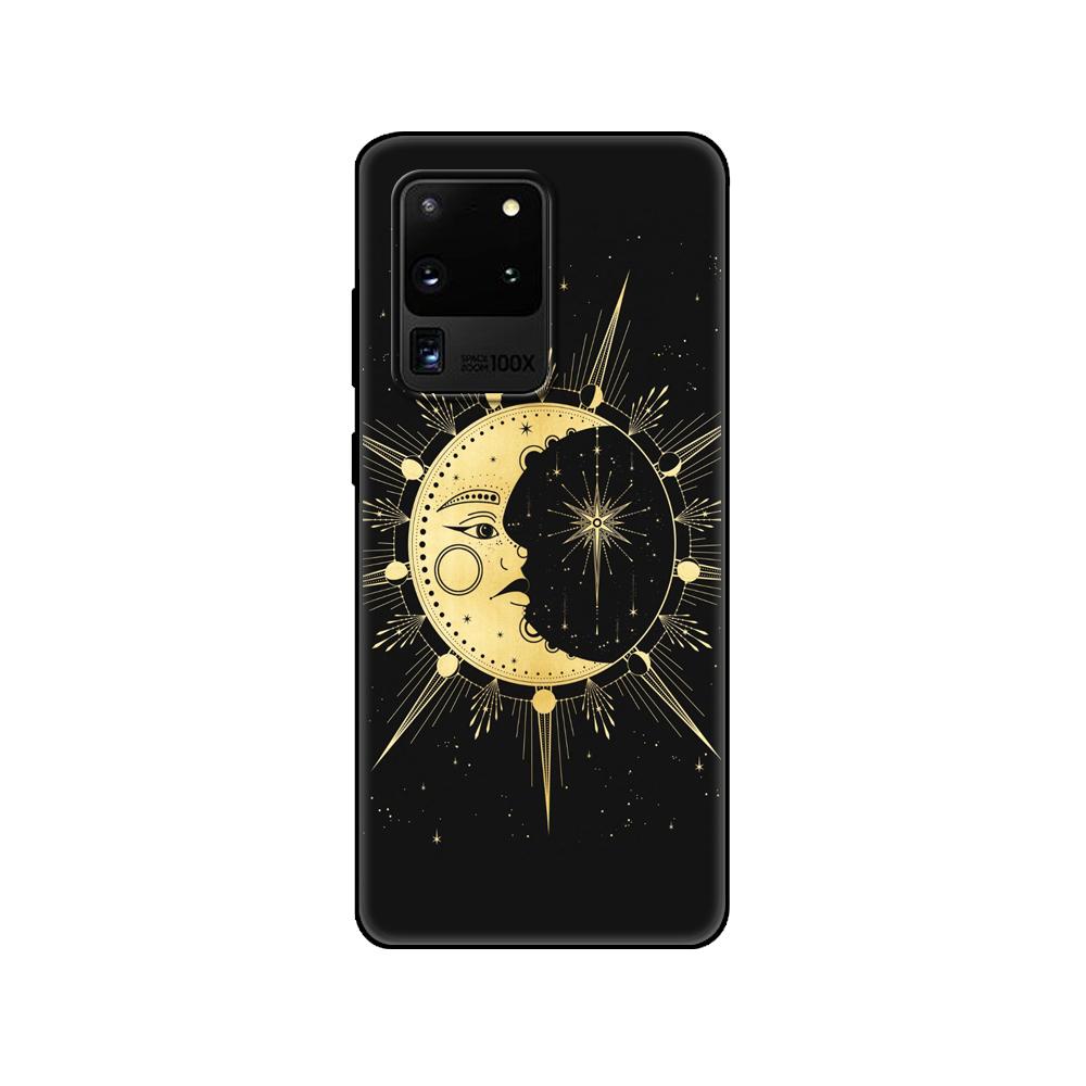 Черный чехол из ТПУ для Samsung Galaxy S20 /S20 PLUS/S20 ultra/S20+ /S20FE задняя крышка Солнце и луна
