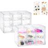 2 Pcs Acrylic Clear Stackable Storage Drawers, Desk Storage Organizer with 9 Mini Drawers, Removable Storage Box with Sticker for Makeup Jewelry
