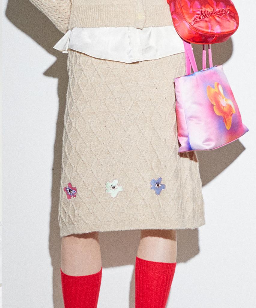 Mimi Kawi Poppy Embroidery Skirt/Cream