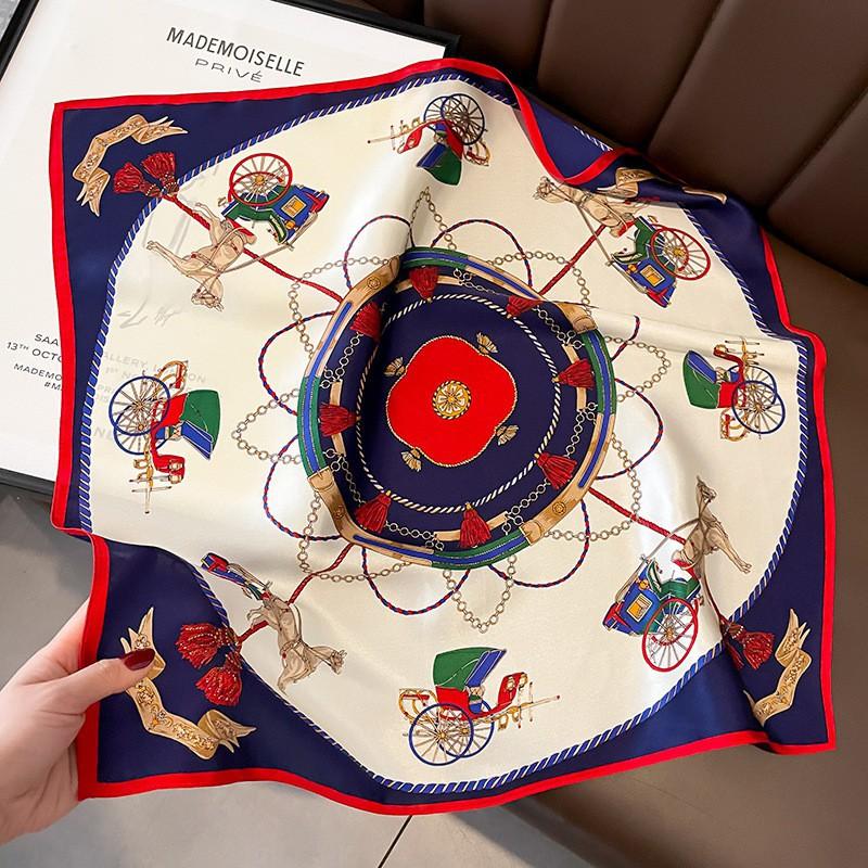 Wind Chain Silk Scarf Foreign Style Fashionable Square Printed Age-reducing Multifunctional Mulberry