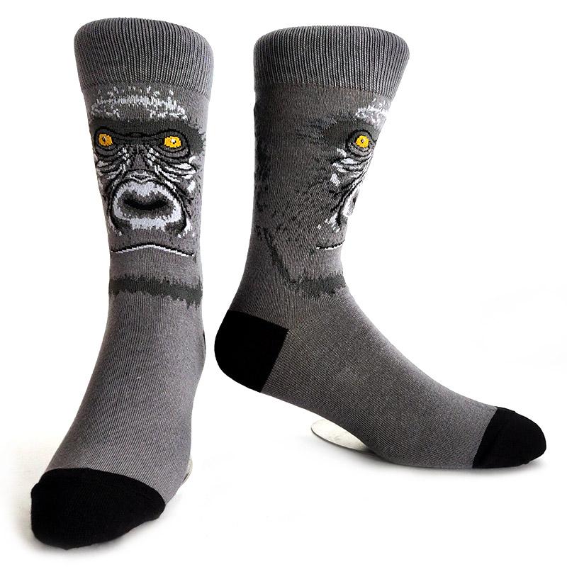 Новинка, веселые мужские носки с рисунком из хлопка, покер, корги, лягушка, сумасшедший бургер, пиранья, волк, авокадо, орел