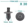 ACROPIX Plastic Rivet Door Bumper Pin 8mm for Automotive Use Push-Type Fasteners, Clips, Gray, 30pcs, Universal, Hole,