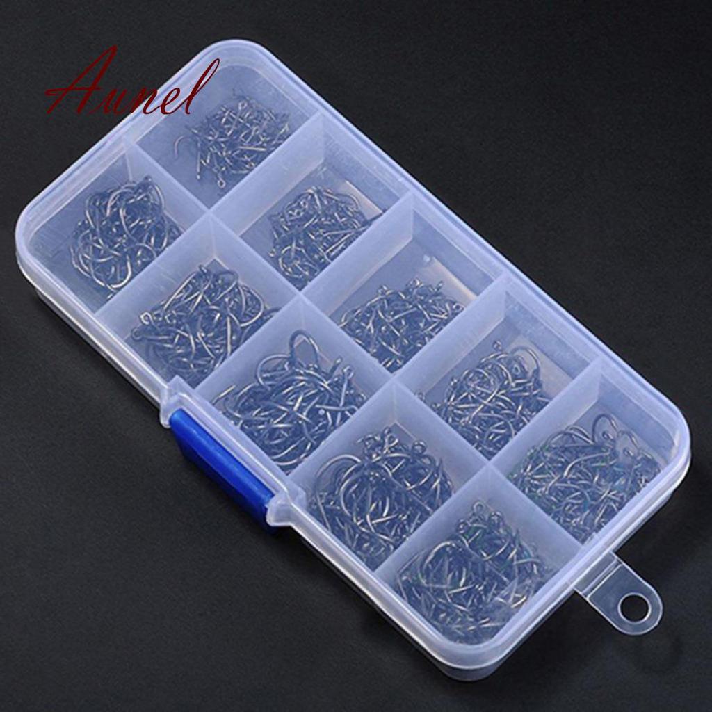 Рыболовные крючки из углеводородной стали в коробке органайзере. В комплекте 500 шт. различного размера