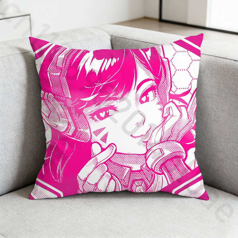 Game OOverwatchS Pillow Case Square DoubleSided Printing Short Plush Sofa Cushion Cover Bedroom Bedside Pillow