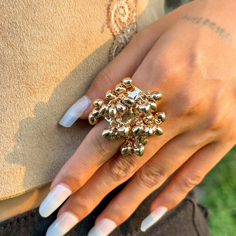 Colored Open Finger Ring Beads Ball Fashion Ring Exaggerated Small Ball Ring