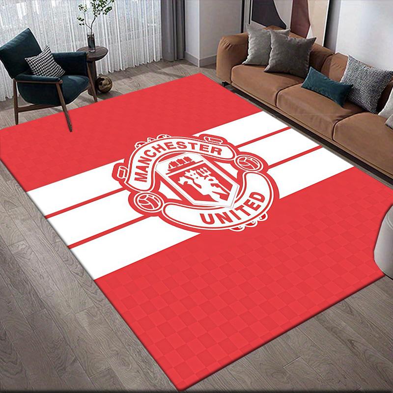Квадратный ковер с фланелевым узором Manchester United, Ковер для гостиной, спальни, дивана, игровой комнаты, Нескользящий коврик