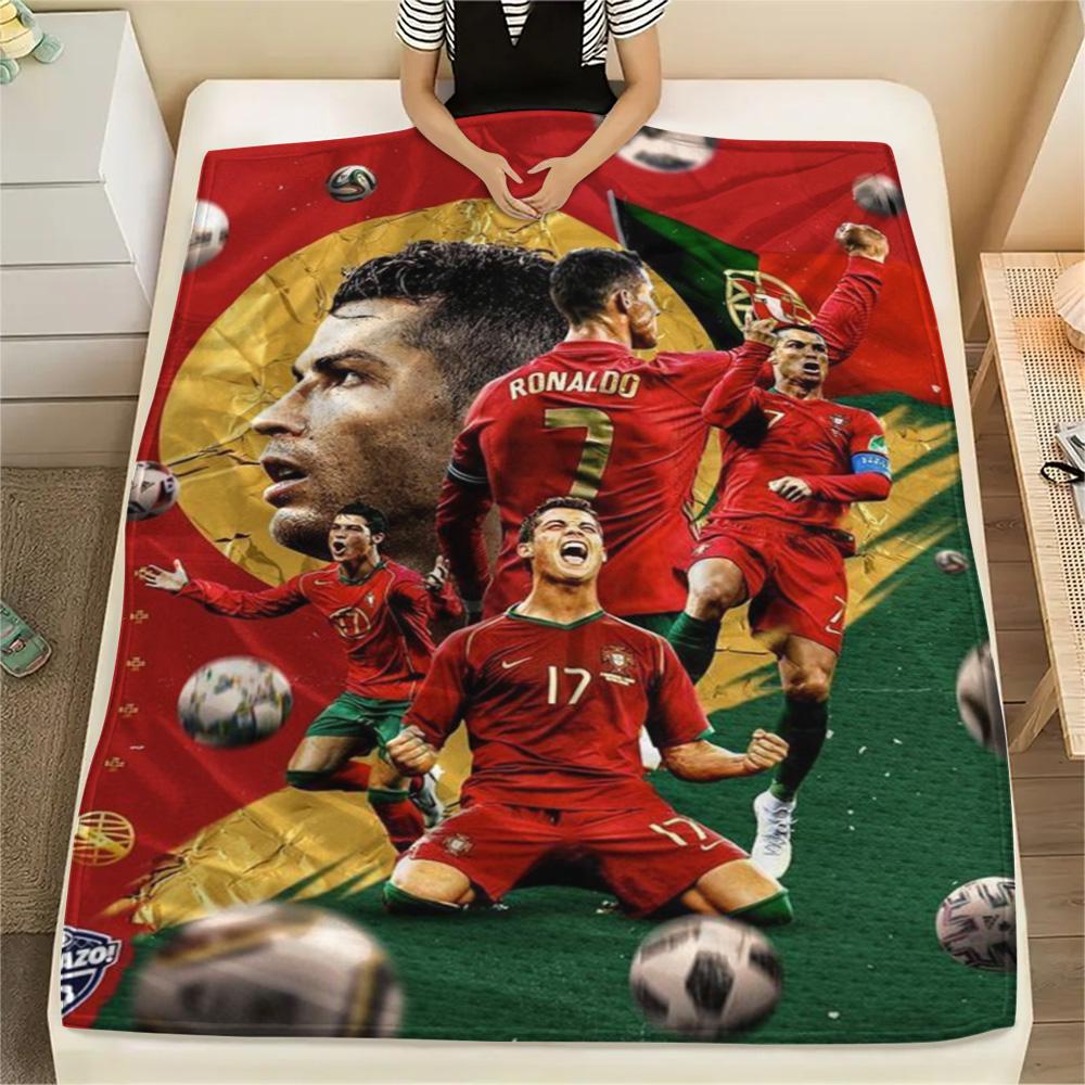 1Pc Ronaldo Print Flannel Blanket High Quality Warm Comfortable Cover for All Seasons Perfect for Gifts Home Decor