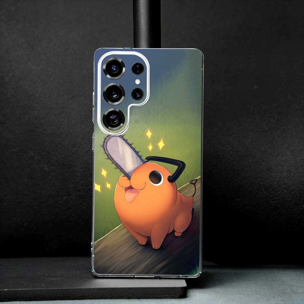 Anime P-Pochita Phone Case For Samsung S25,S24,S21,S22,S23,S30,Ultra,S20,Plus,Fe,Note,10,9,5G Transparent Cover
