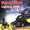 Мощный светодиодный налобный фонарь с датчиком движения 1200 мАч перезаряжаемый COB налобный фонарик высокой мощности для рыбалки
