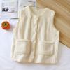 Утепленный жилет Утолщенный Женский Зимний Безрукавный Топ Жилет Оверсайз Однотонный Повседневный V-образный вырез