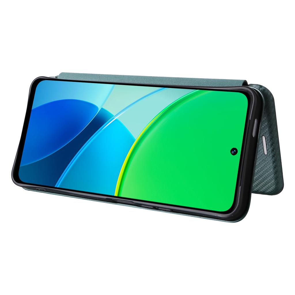 Для vivo Y19s 4G Чехол Текстура углеродного волокна Противоударный Чехол для телефона из ПУ кожи