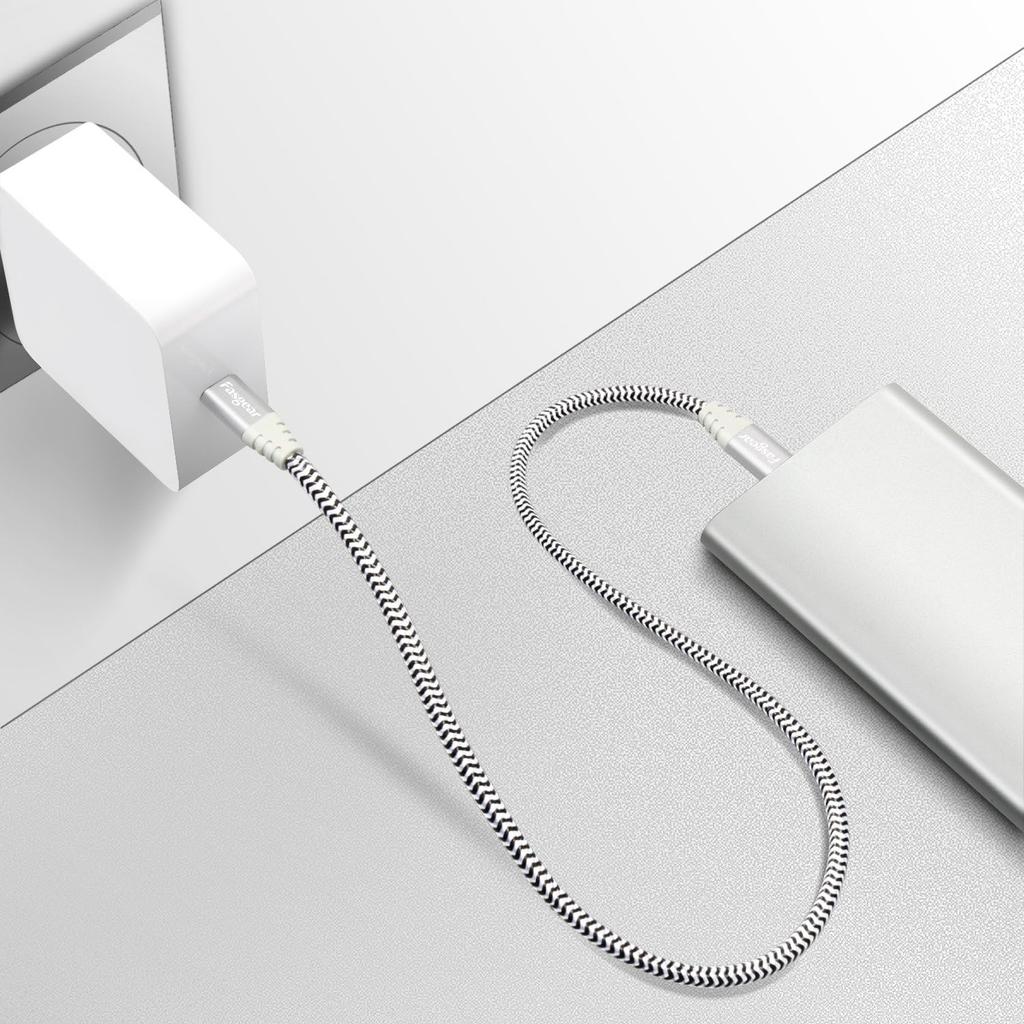 Fasgear USB C to Micro USB Cable 30cm Nylon Braided Type C to Micro USB Cord Compatible with Galaxy S7/S6, HTC One/10 and More (Gray, 1ft)