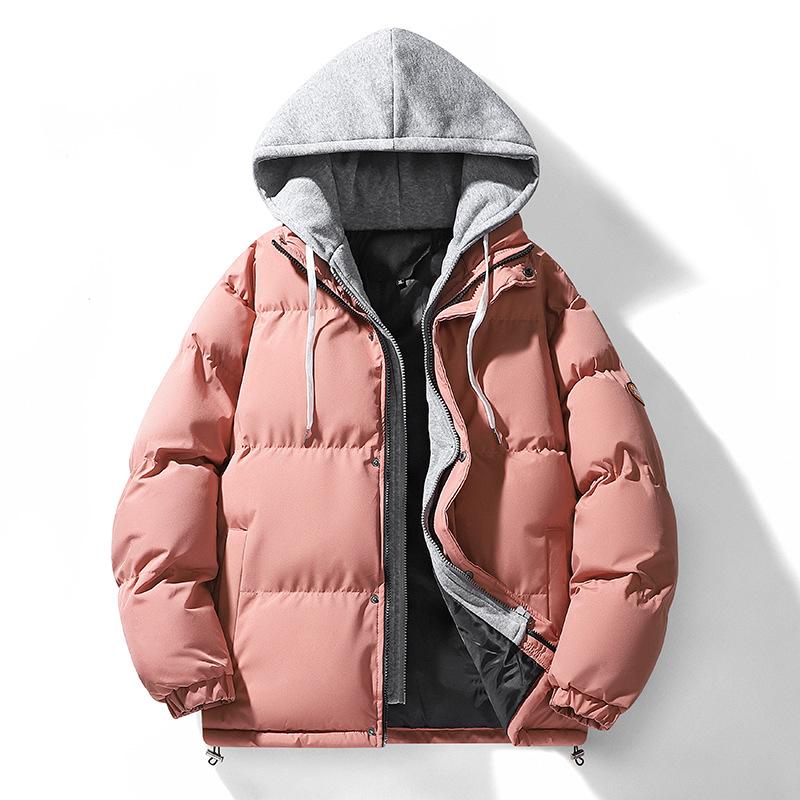 Autumn and Winter New Color Matching Men's Cotton Coat Korean Style Trendy All-match Jacket Thickened Men's Cold-proof Hooded