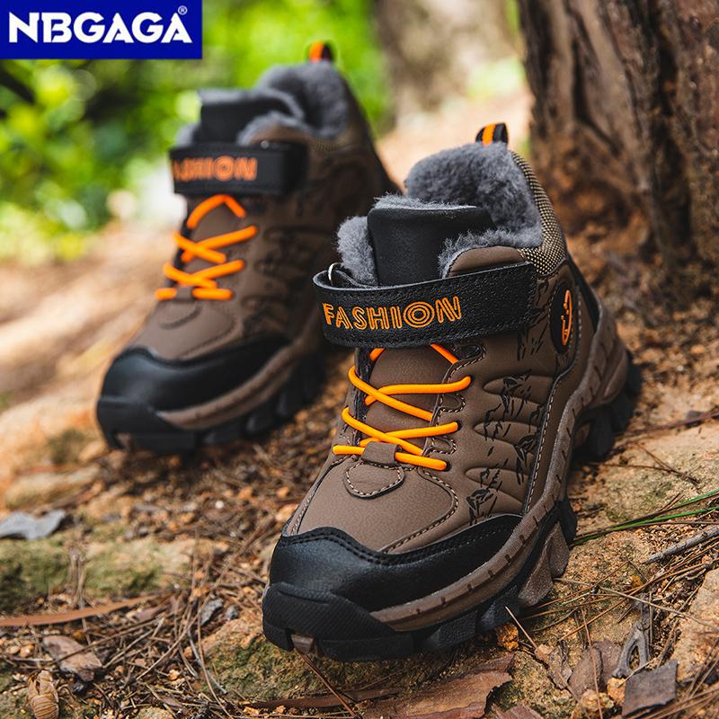 Зимние детские повседневные снежные ботильоны Нескользящая уличная обувь для альпинизма Модные детские водонепроницаемые теплые кроссовки