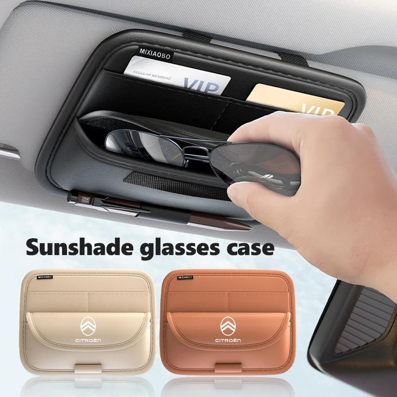 Car Sun Visor Glasses Case Organizer Box Holder Visor Sunshade For Citroen C4 C3 C5 C1 C2 C6 VTS C4L DS3 DS4 DS5 Grand Berlingo alc256
