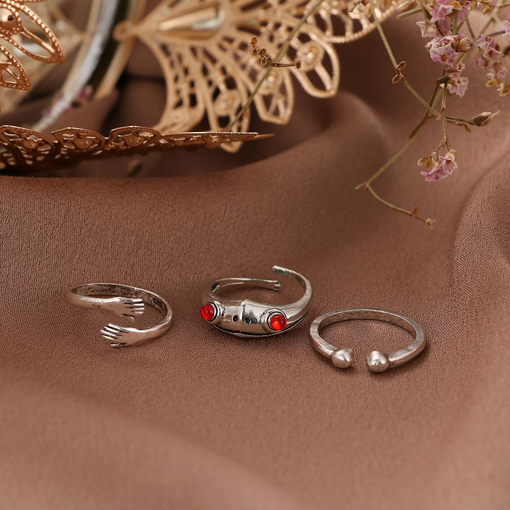 2024 Ретро кольцо с изображением лягушки, трехсекционное кольцо с холодным ветром, индивидуальное кольцо в стиле панк, модное нейтральное трендовое кольцо