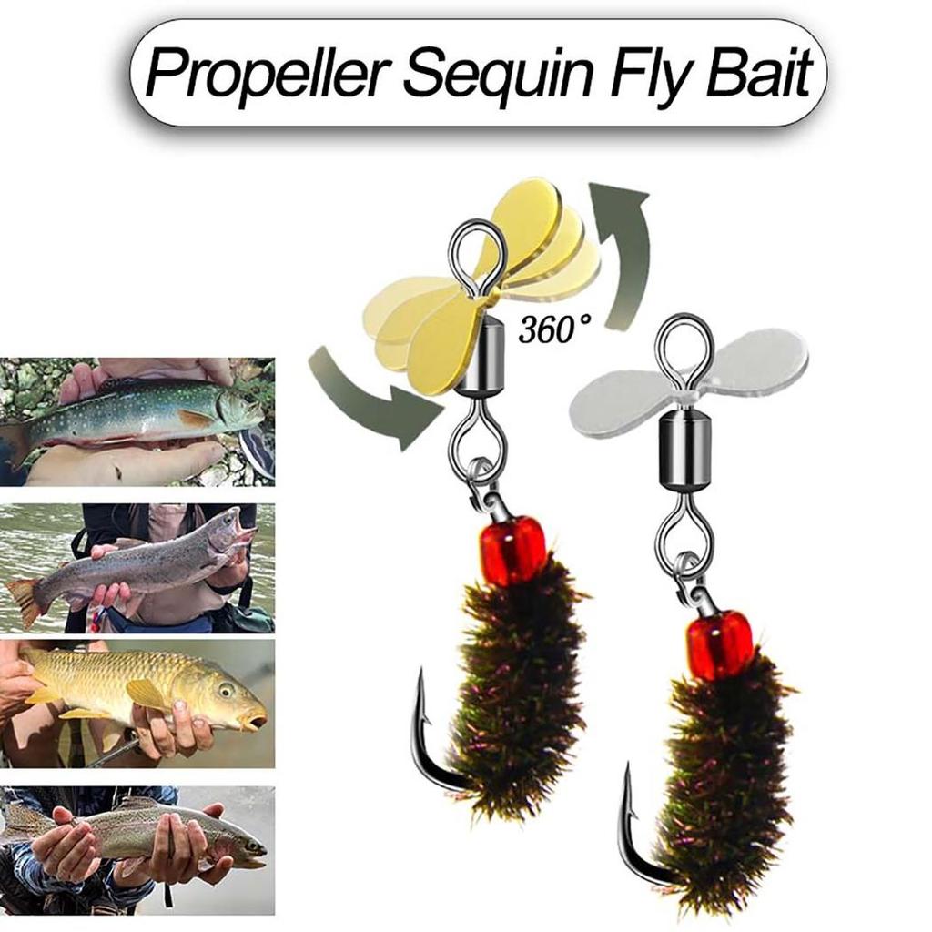 3/10Pcs/Box Flies Insect Decoy Bait Propeller Sequin Fishhook Trout Nymph Fly Fishing Insect Fishing Lure