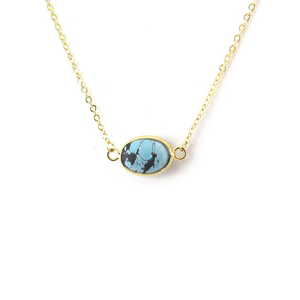 Les Trésors De Lily [N3746] - Golden Turquoise 'Mineralia' Necklace