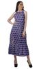 Moomaya Rayon Halter Neck Sleeveless Front Slit Holiday Dress Women Printed