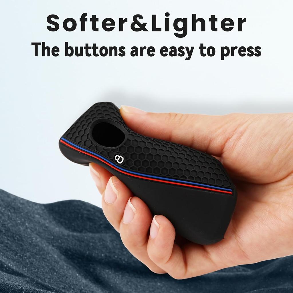 OLLEN 2PCS Soft Silicone Key Fob Cover, Fit for BMW 2024 2025 2026 New 5/7 Series 740i 760i IX IX3 XM X1 X2 X3 X5 X6 X7 I5 I7 etc, Car Key Case