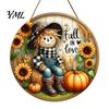 Autumn Harvest Welcome Sign Festival for Front Door, Rustic Wooden Hanging Weather Resistant Entryway with Hemp Rope, Pumpkin Plaque Fall Porch
