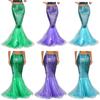 Women Ladies Sequin Mermaid Long Tail Skirt Shiny Fish Scale Halloween Role Play Skirt Costume