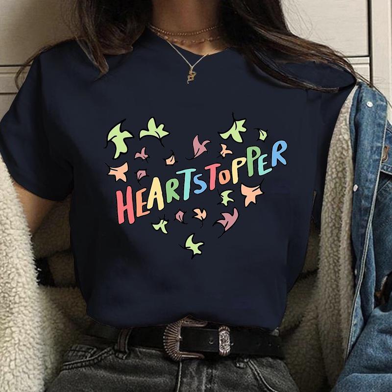 Новая горячая мода Heartstopper Regiment Printed T-Shirt Женская мода Повседневная персонализированная Heartstopper Round Neck T-Shirt Shirt