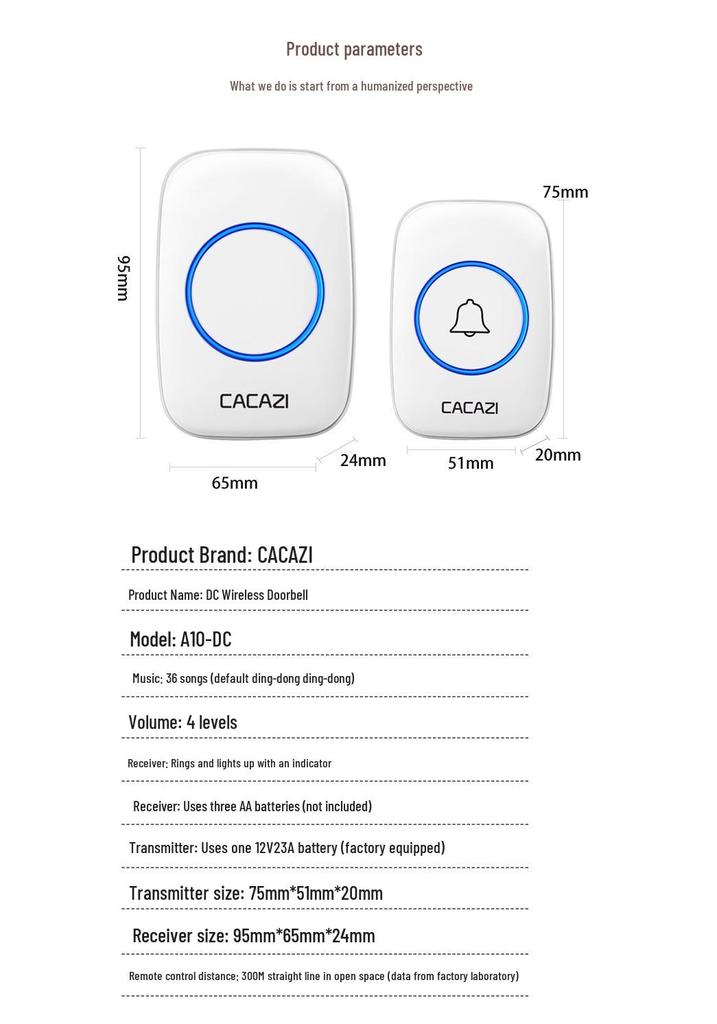 Dual Transmitter, Triple Receiver Wireless Waterproof Doorbell with Flashing Alert, Battery Operated and No Plug Needed.