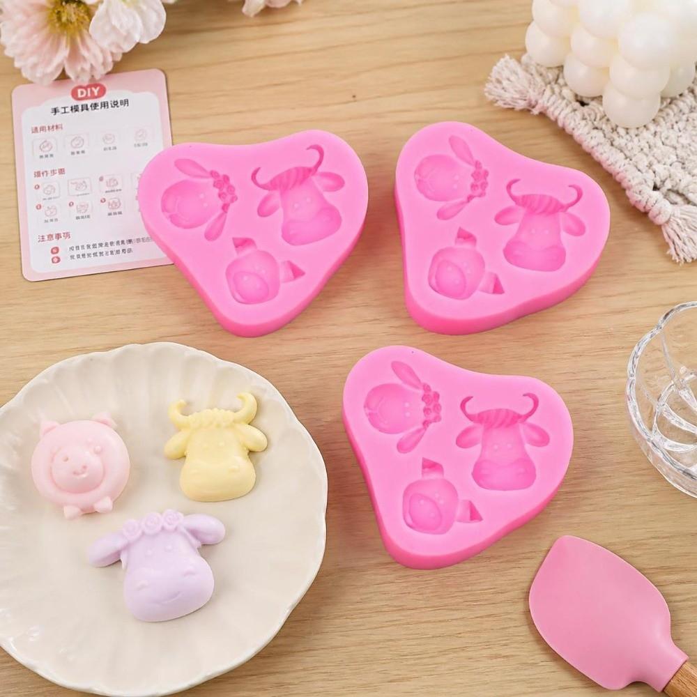 3pcs Mixed Shape Farm Animal Silicone Molds Non Stick Cake Decoration Molds  For DIY Cake Fondant
