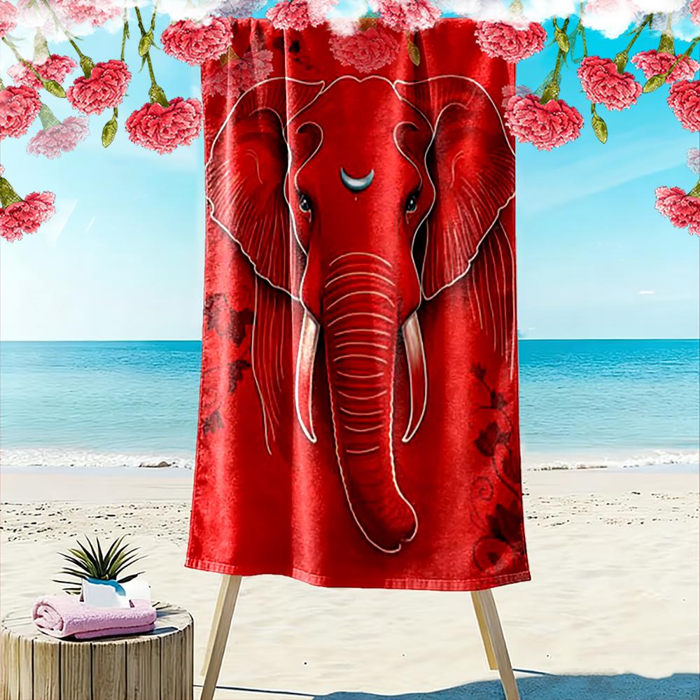 Red Elephant Design Beach Towel Beach towel quick-drying for travel outdoor sports jogging beach and swimming