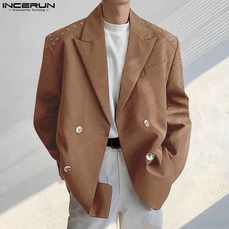 INCERUN Мужские свободные тонкие пиджаки с воротником-лацканом и длинным рукавом