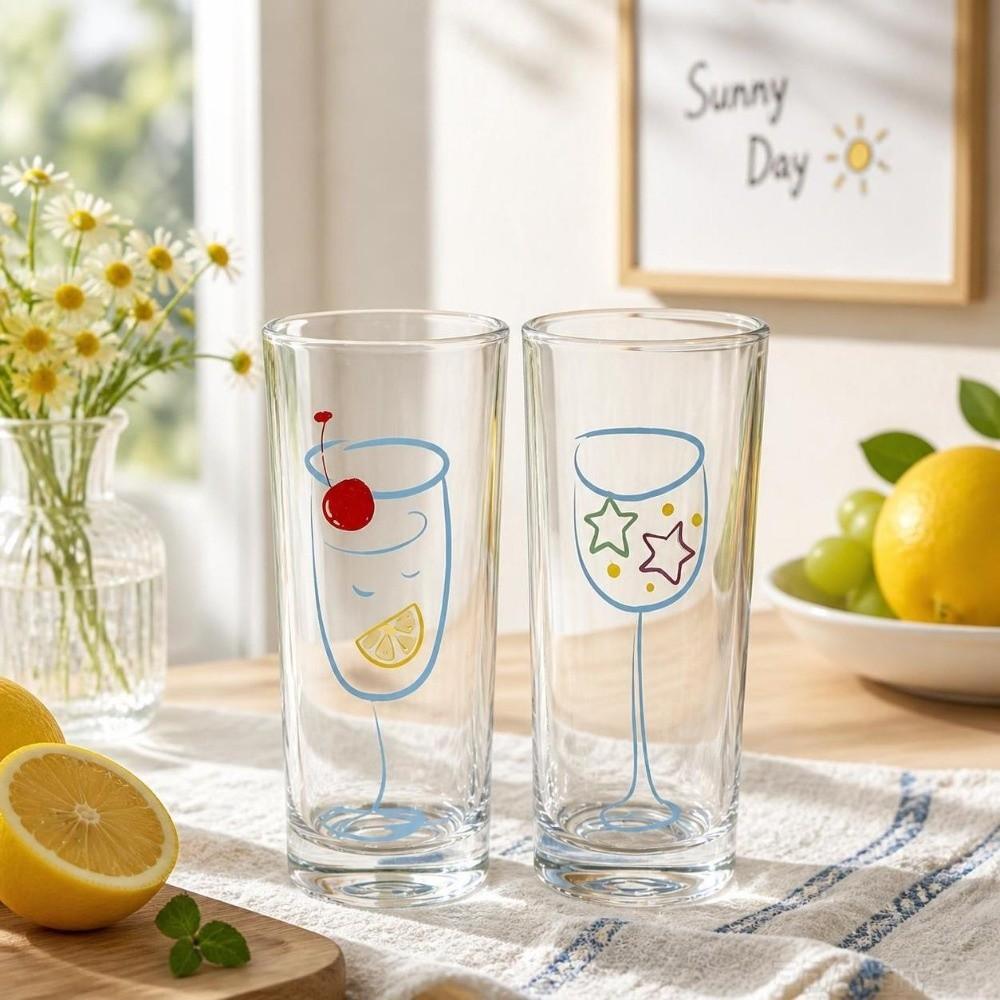 Transparent Clear Glass Cup Printed Water Milk Mug Ins Iced Coffee Mug Gift
