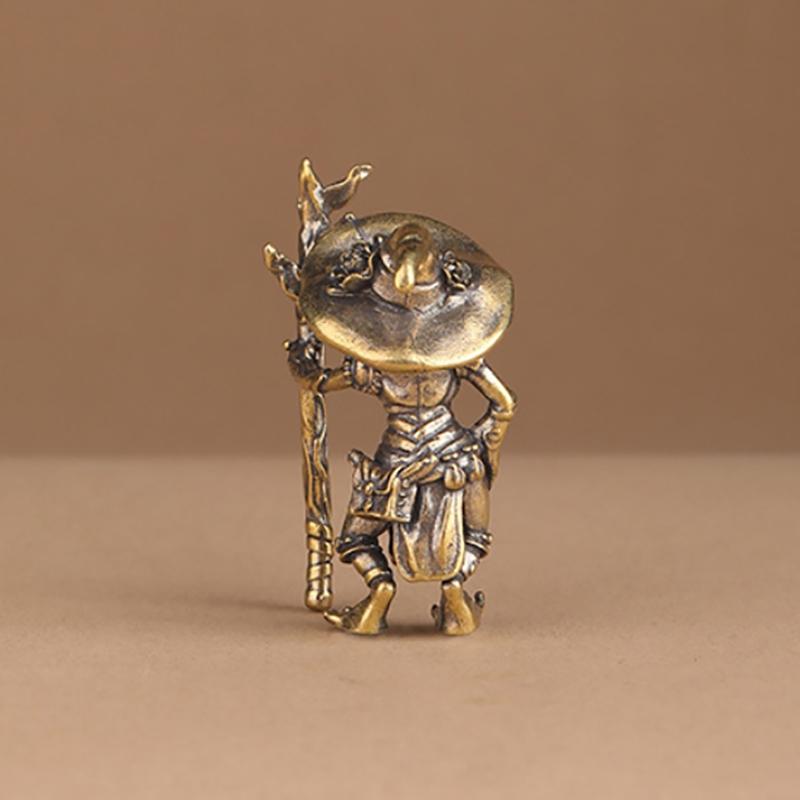 Винтажная латунная статуэтка волшебника-лягушки, настольное украшение, металлические милые фигурки, миниатюры, украшения для дома и офиса, украшения для автомобиля