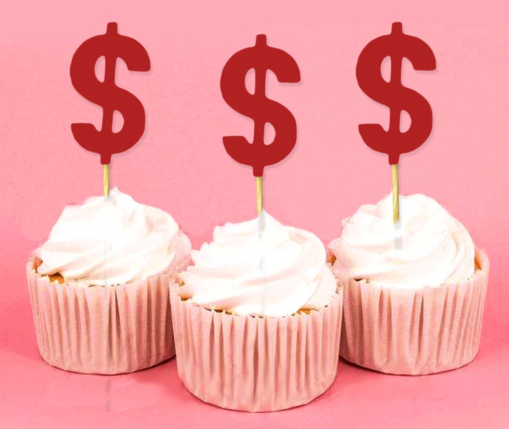 Darling Souvenir Знак доллара Cupcake Toppers День рождения Свадьба Десертные украшения - Pack Of
