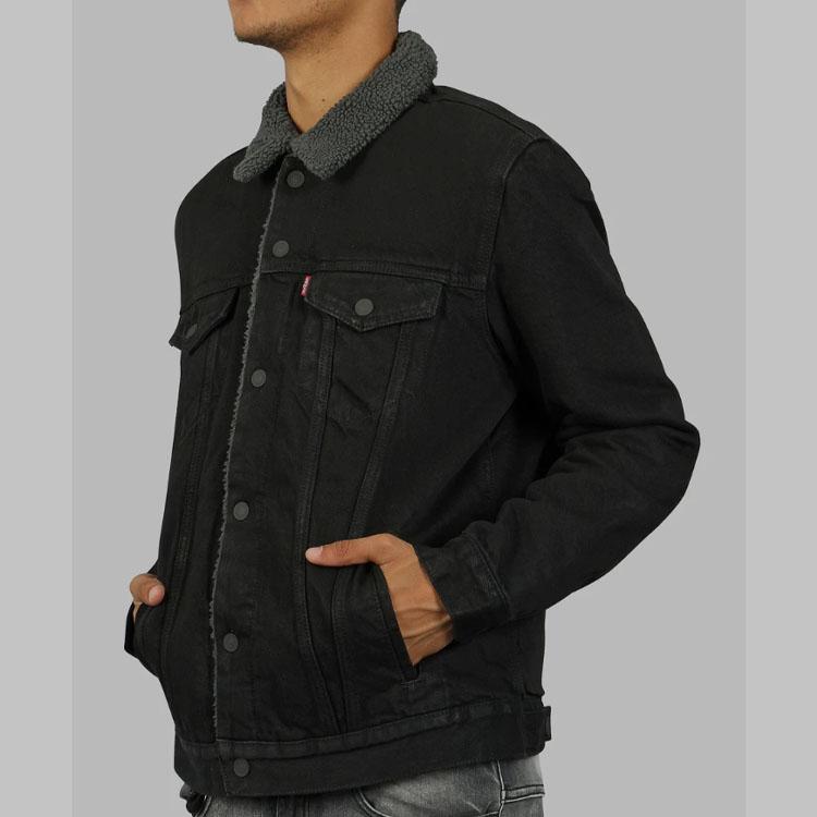 Джинсовая куртка Levis с флисовой подкладкой из хлопка, зимняя, унисекс, черная 16365-0054
